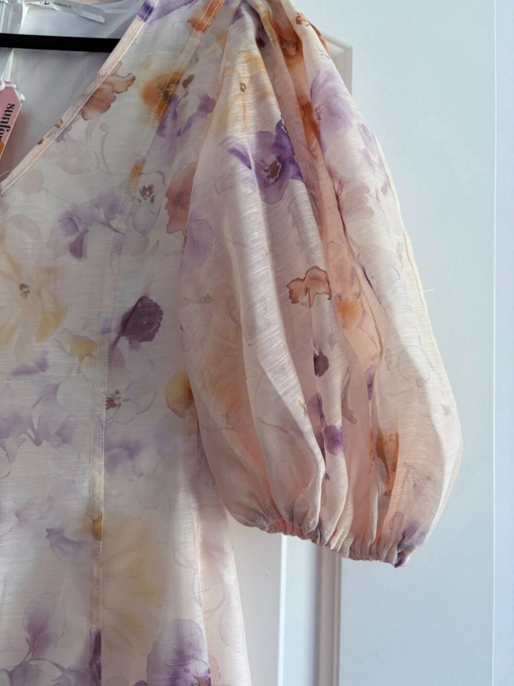 Summer Invite Apricot Floral Print Puff Sleeve Maxi Dress - Picture 5 of 8